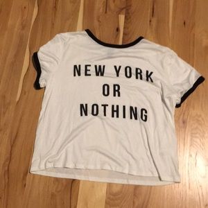 Black and white New York or nothing t-shirt.